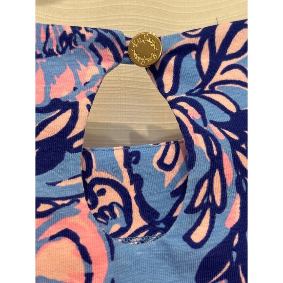 LILLY PULITZER NWT Waverly Top 3/4 Sleeve Lapis Lazuli Horseshoe Bay L - Picture 6 of 7